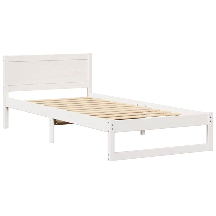 Cadru de pat cu headboard Alb 90 x 190 cm Lemn de pin masiv - WALTI WALTI