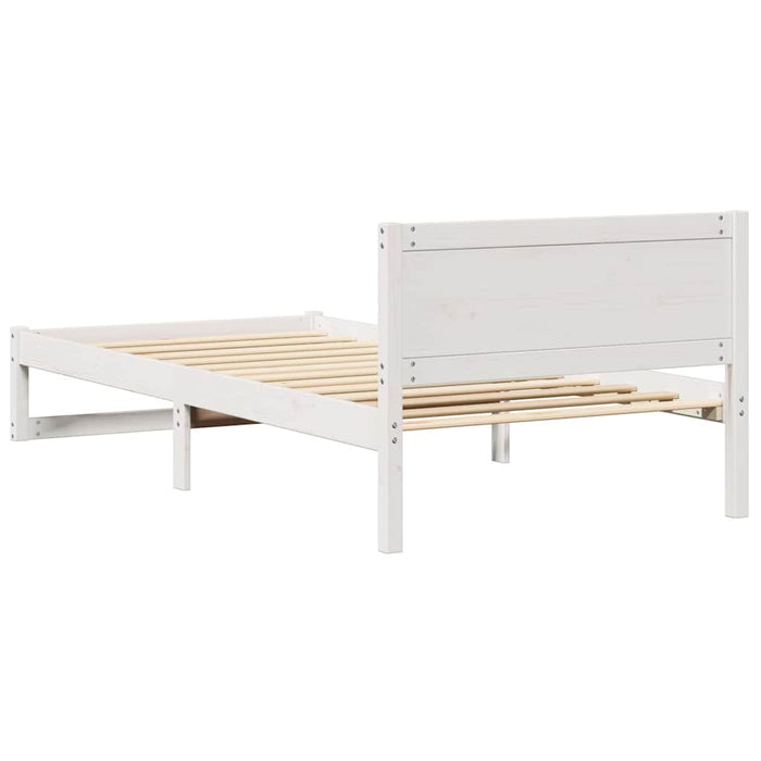 Cadru de pat cu headboard Alb 90 x 190 cm Lemn de pin masiv - WALTI WALTI