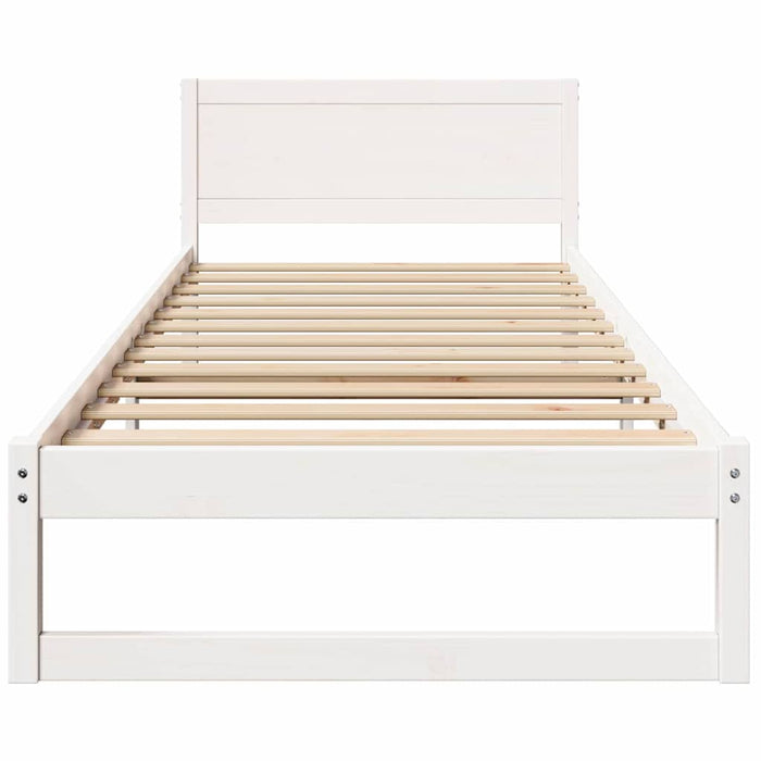 Cadru de pat cu headboard Alb 90 x 190 cm Lemn de pin masiv - WALTI WALTI