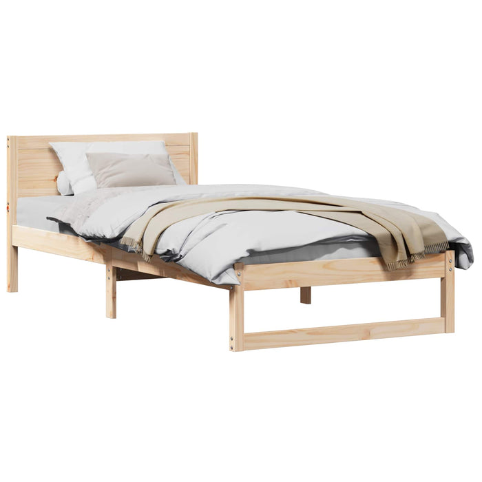 Cadru de pat cu headboard natural 75 x 190 cm Lemn de pin masiv - WALTI WALTI