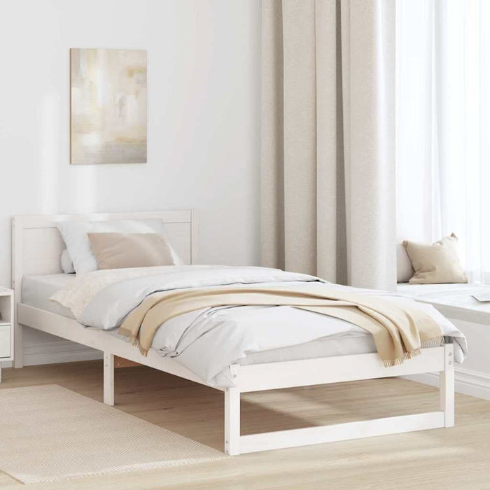 Cadru de pat cu headboard Alb 75 x 190 cm Lemn de pin masiv - WALTI WALTI