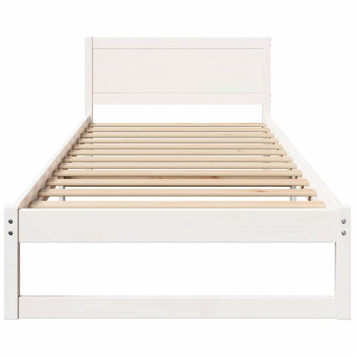 Cadru de pat cu headboard Alb 75 x 190 cm Lemn de pin masiv - WALTI WALTI