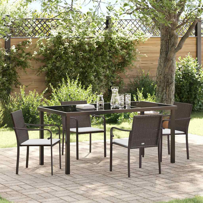 Set de masă pentru grădină 5 pcs Maro și negru Ratan PE - WALTI WALTI