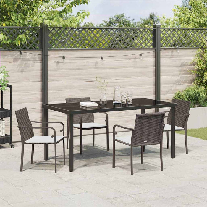 Set de masă pentru grădină 5 pcs Maro și negru Ratan PE - WALTI WALTI