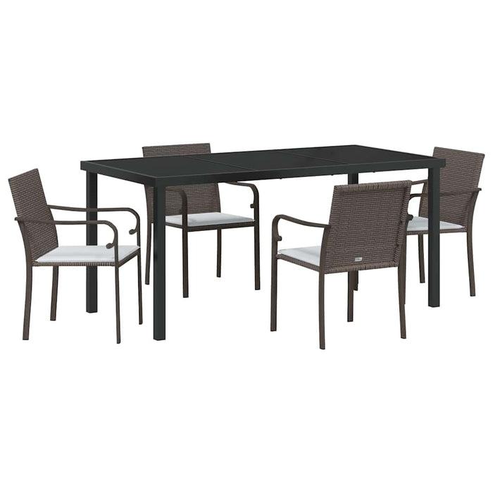 Set de masă pentru grădină 5 pcs Maro și negru Ratan PE - WALTI WALTI
