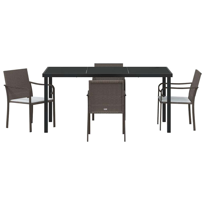 Set de masă pentru grădină 5 pcs Maro și negru Ratan PE - WALTI WALTI