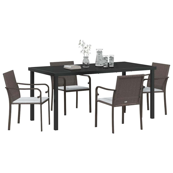 Set de masă pentru grădină 5 pcs Maro și negru Ratan PE - WALTI WALTI