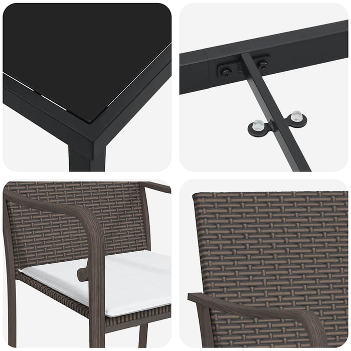 Set de masă pentru grădină 7 pcs Maro și negru Ratan PE - WALTI WALTI