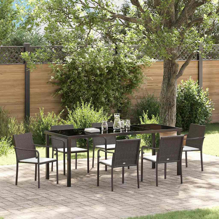 Set de masă pentru grădină 7 pcs Maro și negru Ratan PE - WALTI WALTI