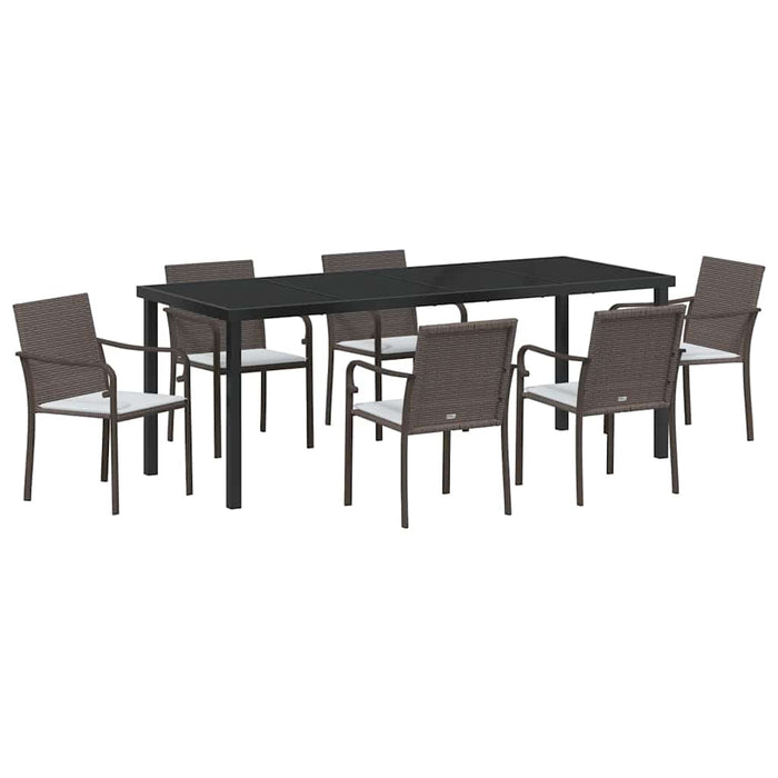 Set de masă pentru grădină 7 pcs Maro și negru Ratan PE - WALTI WALTI