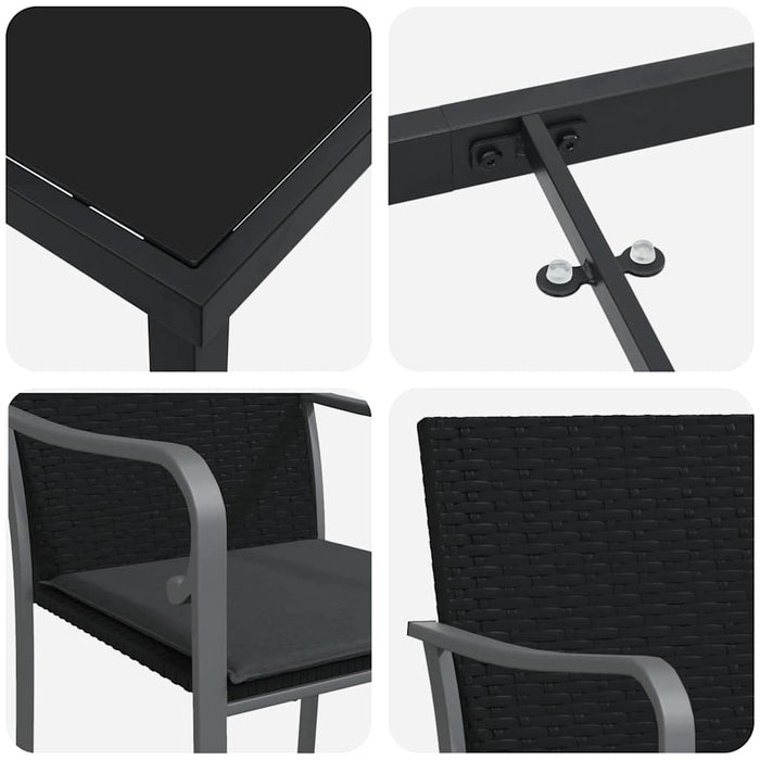 Set de masă pentru grădină 5 pcs Negru și Gri Ratan PE - WALTI WALTI