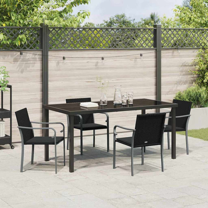 Set de masă pentru grădină 5 pcs Negru și Gri Ratan PE - WALTI WALTI