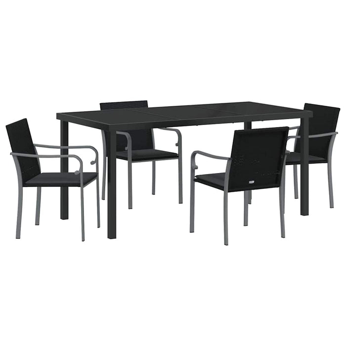 Set de masă pentru grădină 5 pcs Negru și Gri Ratan PE - WALTI WALTI