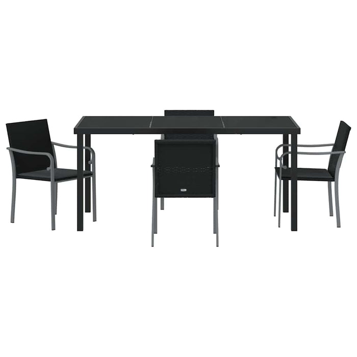 Set de masă pentru grădină 5 pcs Negru și Gri Ratan PE - WALTI WALTI
