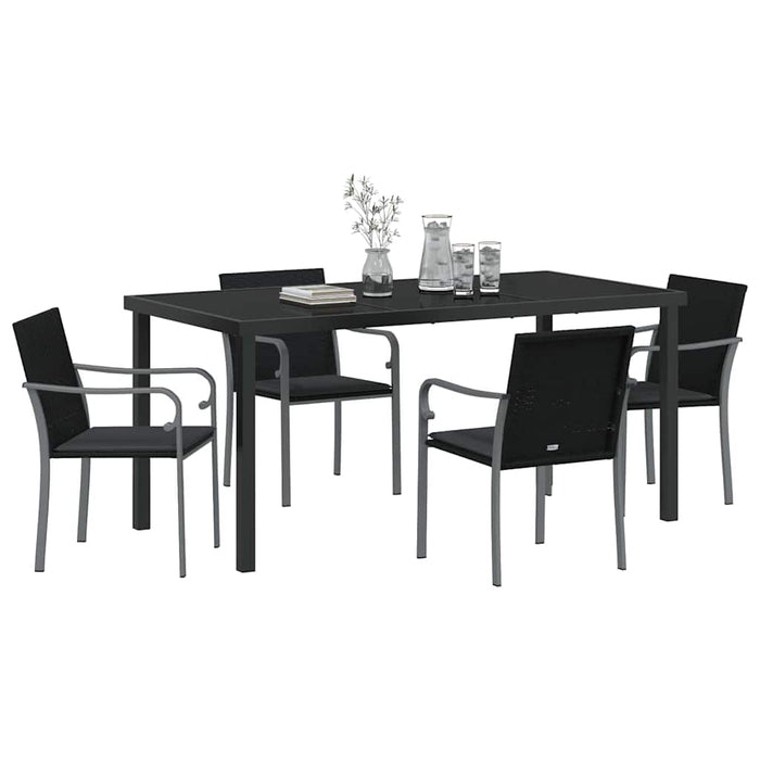 Set de masă pentru grădină 5 pcs Negru și Gri Ratan PE - WALTI WALTI