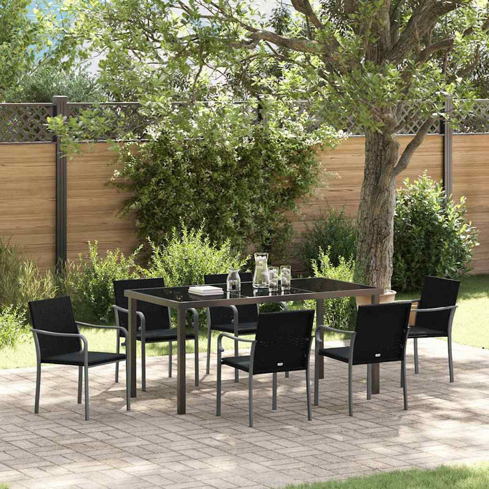 Set de masă pentru grădină 7 pcs Negru și Gri Ratan PE - WALTI WALTI