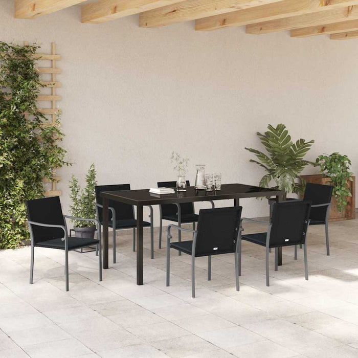 Set de masă pentru grădină 7 pcs Negru și Gri Ratan PE - WALTI WALTI