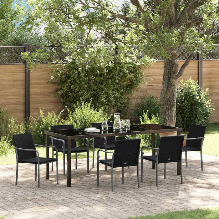 Set de masă pentru grădină 7 pcs Negru și Gri Ratan PE - WALTI WALTI
