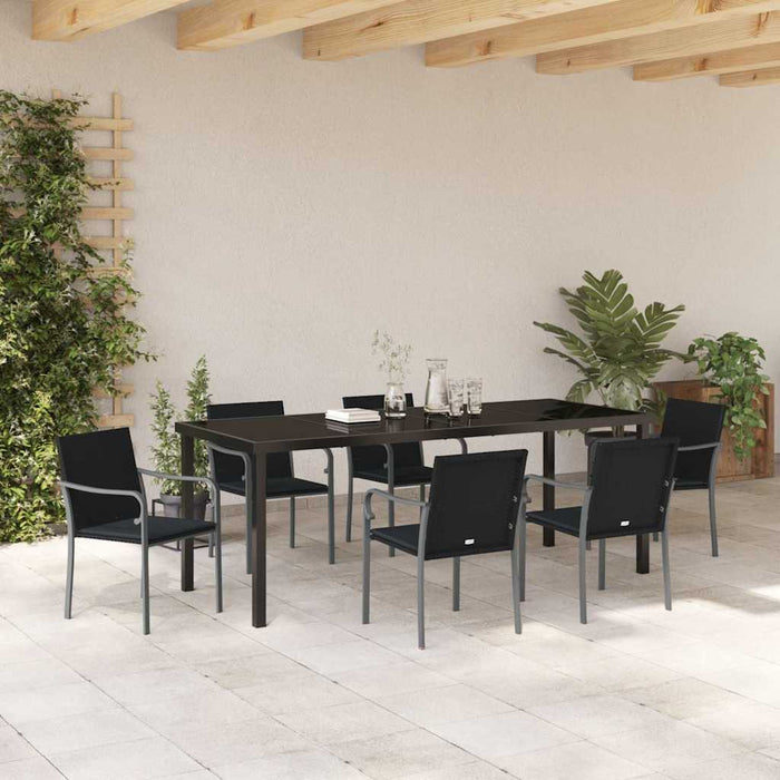 Set de masă pentru grădină 7 pcs Negru și Gri Ratan PE - WALTI WALTI