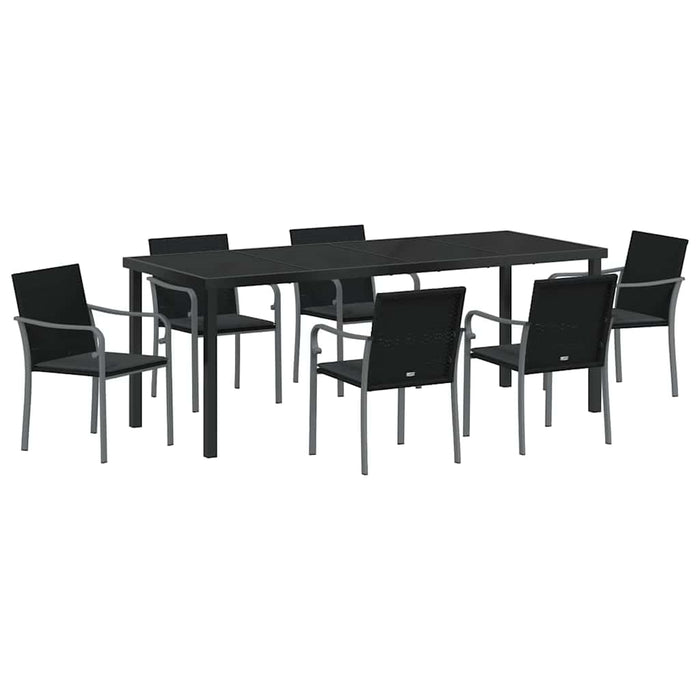 Set de masă pentru grădină 7 pcs Negru și Gri Ratan PE - WALTI WALTI