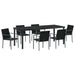 Set de masă pentru grădină 7 pcs Negru și Gri Ratan PE - WALTI WALTI