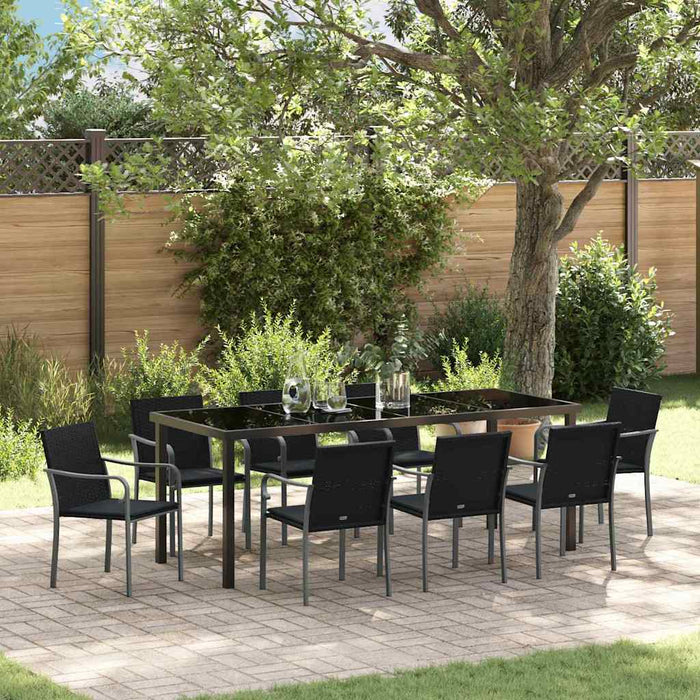 Set de masă pentru grădină 9 pcs Negru și Gri Ratan PE - WALTI WALTI