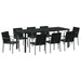Set de masă pentru grădină 9 pcs Negru și Gri Ratan PE - WALTI WALTI