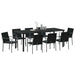 Set de masă pentru grădină 9 pcs Negru și Gri Ratan PE - WALTI WALTI
