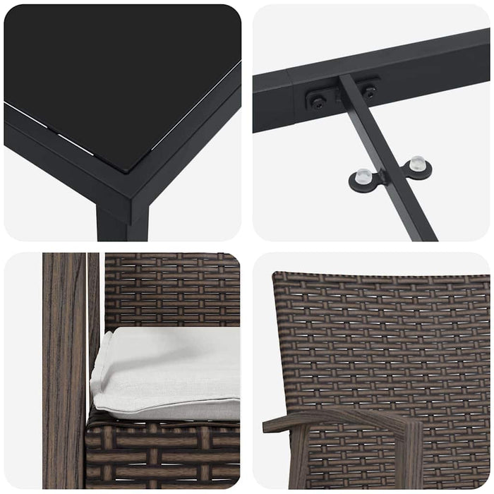 Set de masă pentru grădină 5 pcs Maro Rattan poli - WALTI WALTI