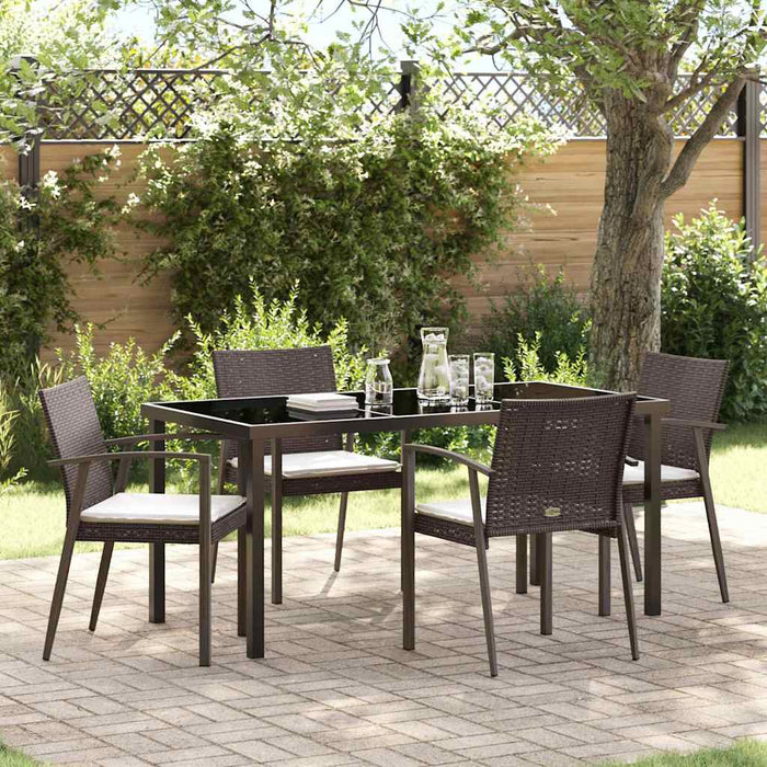 Set de masă pentru grădină 5 pcs Maro și negru Ratan PE - WALTI WALTI