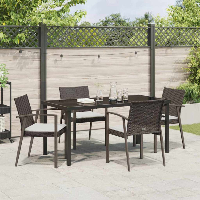 Set de masă pentru grădină 5 pcs Maro și negru Ratan PE - WALTI WALTI