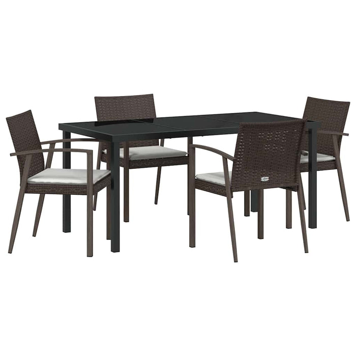 Set de masă pentru grădină 5 pcs Maro și negru Ratan PE - WALTI WALTI