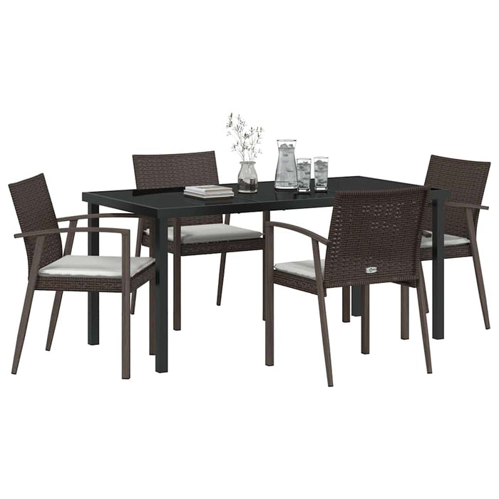 Set de masă pentru grădină 5 pcs Maro și negru Ratan PE - WALTI WALTI