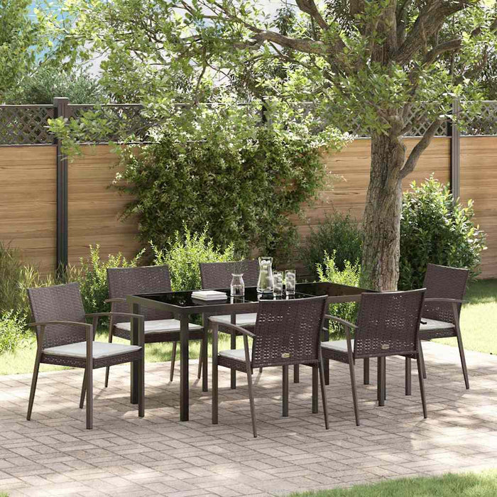 Set de masă pentru grădină 7 pcs Maro și negru Ratan PE - WALTI WALTI