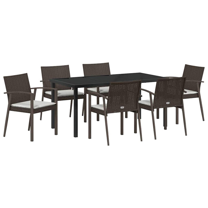 Set de masă pentru grădină 7 pcs Maro și negru Ratan PE - WALTI WALTI