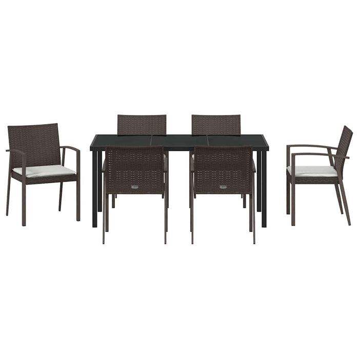 Set de masă pentru grădină 7 pcs Maro și negru Ratan PE - WALTI WALTI