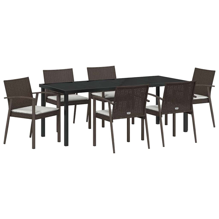 Set de masă pentru grădină 7 pcs Maro și negru Ratan PE - WALTI WALTI