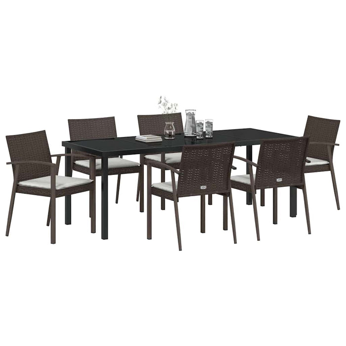 Set de masă pentru grădină 7 pcs Maro și negru Ratan PE - WALTI WALTI