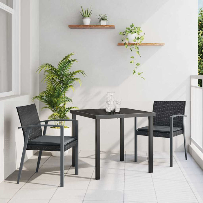 Set de masă pentru grădină 3 pcs Negru Rattan poli - WALTI WALTI