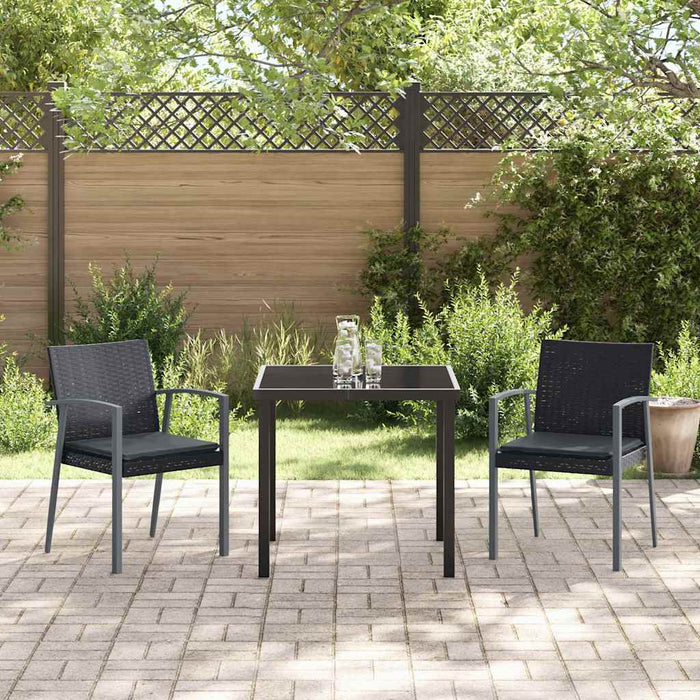Set de masă pentru grădină 3 pcs Negru Rattan poli - WALTI WALTI