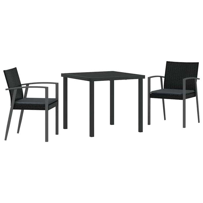 Set de masă pentru grădină 3 pcs Negru Rattan poli - WALTI WALTI