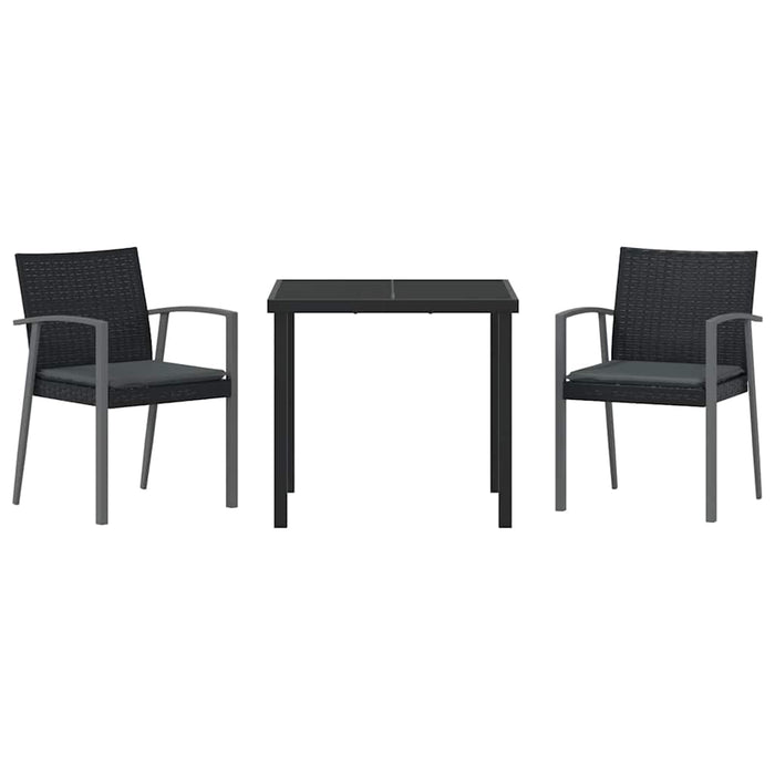 Set de masă pentru grădină 3 pcs Negru Rattan poli - WALTI WALTI