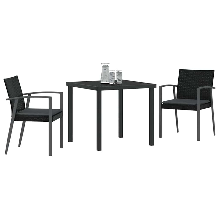 Set de masă pentru grădină 3 pcs Negru Rattan poli - WALTI WALTI