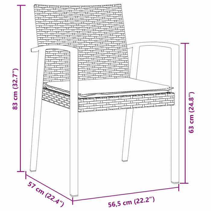 Set de masă pentru grădină 3 pcs Negru Rattan poli - WALTI WALTI
