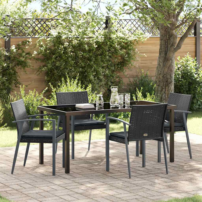 Set de masă pentru grădină 5 pcs Negru și Gri Ratan PE - WALTI WALTI