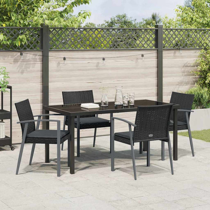 Set de masă pentru grădină 5 pcs Negru și Gri Ratan PE - WALTI WALTI