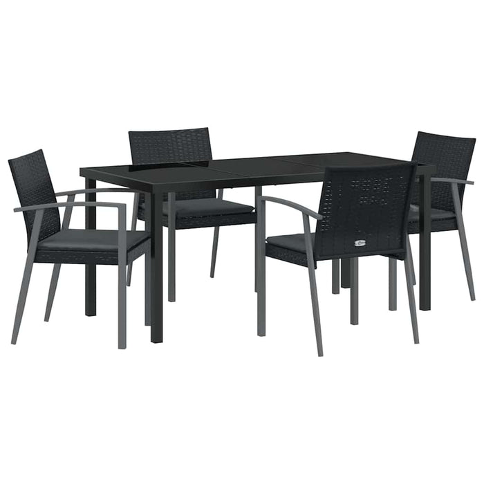 Set de masă pentru grădină 5 pcs Negru și Gri Ratan PE - WALTI WALTI
