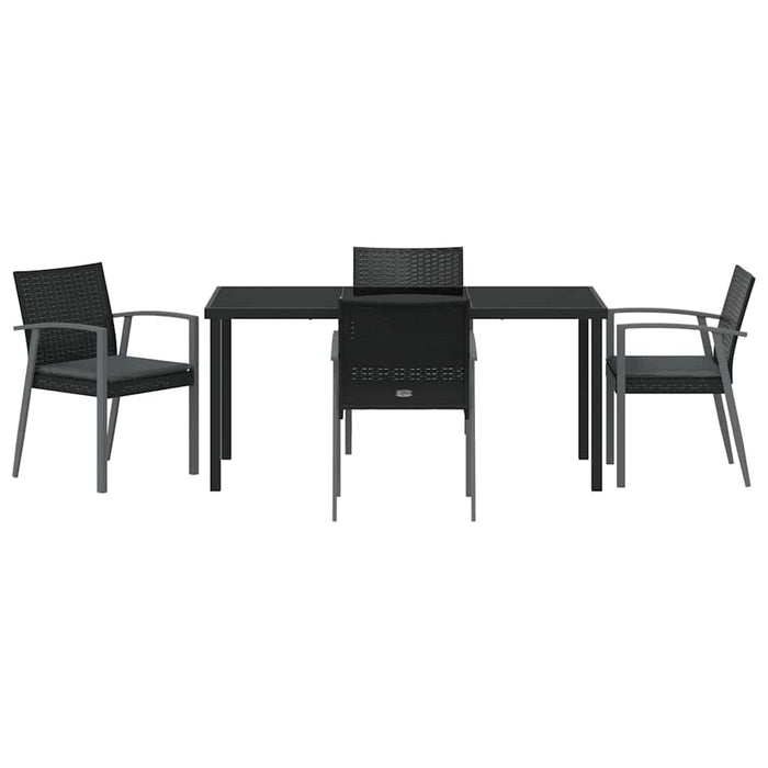Set de masă pentru grădină 5 pcs Negru și Gri Ratan PE - WALTI WALTI
