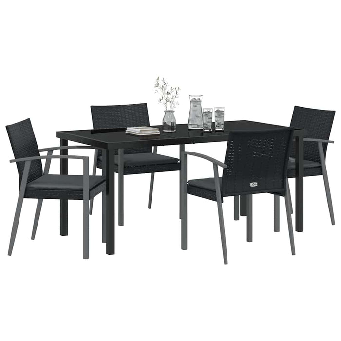 Set de masă pentru grădină 5 pcs Negru și Gri Ratan PE - WALTI WALTI
