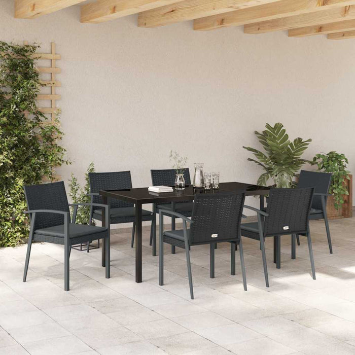 Set de masă pentru grădină 7 pcs Negru și Gri Ratan PE - WALTI WALTI